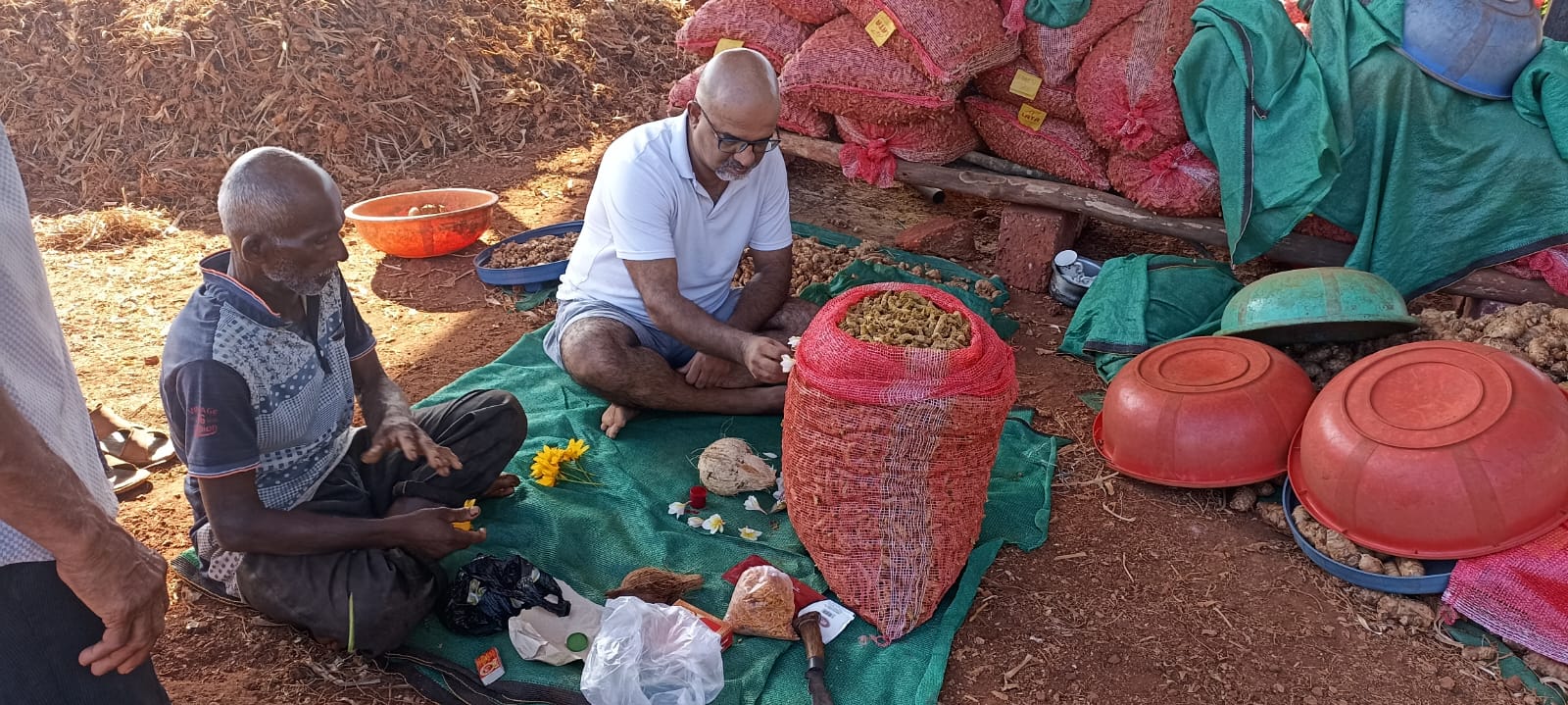 Village elders performing the pooja ceremony